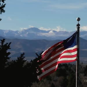 American flag flying