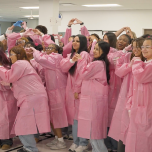 Group of sophomore girls visiting the Richard R. Rogers Manufacturing and Research & Development Center for Mary Kay’s largest-ever Women in STEMK Day.