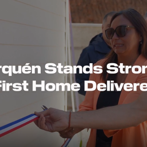 Image of ribbon cutting at event marking DP World's first home rebuild in Lirquen.