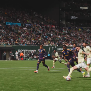 Soccer players playing on the field