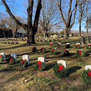 Wreaths placed on headstones