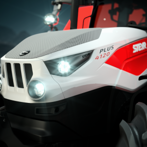 A close up of the front of a tractor 