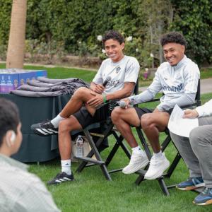 LA Galaxy personnel take part in a conversation with students, sharing personal experiences and advice on perseverance, discipline, and goal‑setting.