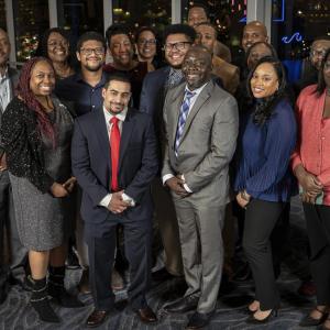 CACI’s 2024 Black Engineer of the Year Awards (BEYA) honorees pictured with CACI President and Chief Executive Officer John Mengucci at the 38th annual Global Competitiveness Conference.