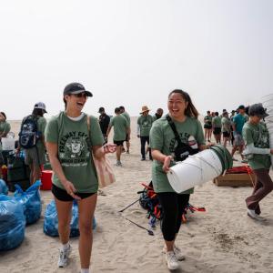 Volunteers cleaned up Granada Beach in Long Beach, CA.