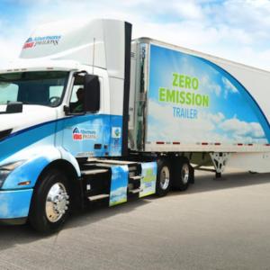 Albertsons Co's Zero Emission Trailer with the Albertsons, Vons, and Pavillions Logos