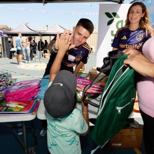 LA Galaxy's Tucker Lepley met with young fans.