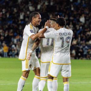 LA Galaxy players wore the decorated cleats and jerseys on the field.