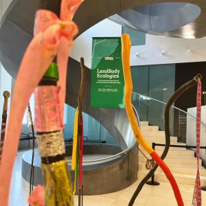 spiral staircase with art in foreground