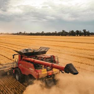 Agricultural machinery in a crop field 