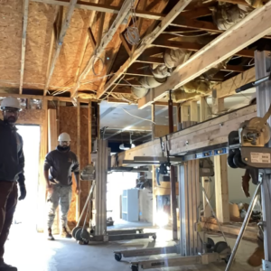 Inside a building under construction 