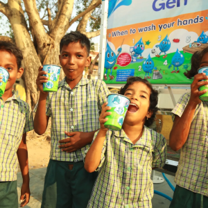 Kids drinking from colorful cups