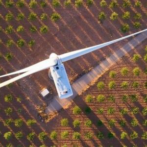 Aerial view of wind turbine