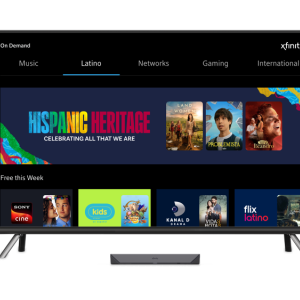 An illustrated TV with "Hispanic Heritage" and various images on the screen