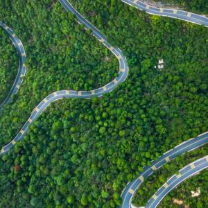 Aerial view of winding roads