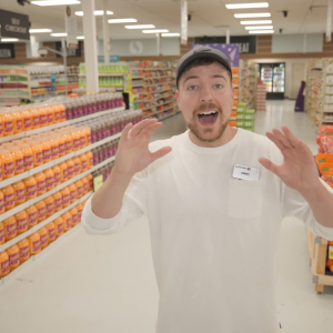 MrBeast posing in grocery store