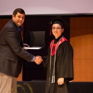 Student shaking hands