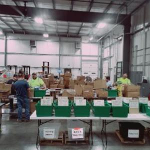 a photo of packed donation boxes