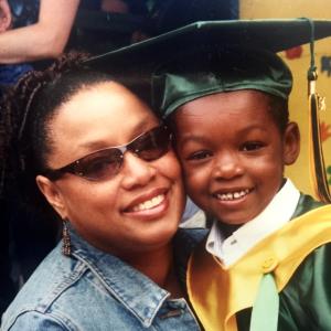 Valencia with 5-year-old Miles at his pre-school graduation
