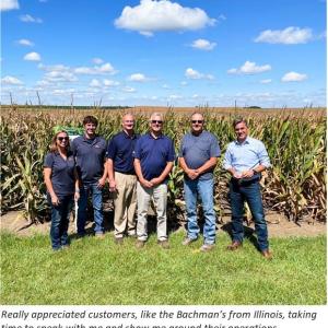 Rodrigo Santos with the Bachman family on their farm in Illinois