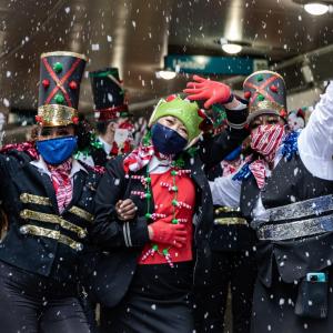 United employees dressed up in holiday outfits