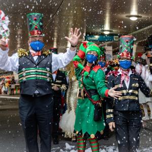 United employees dressed up in holiday outfits