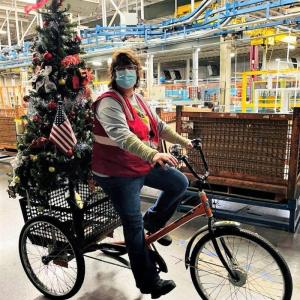 Christmas tree on a bike