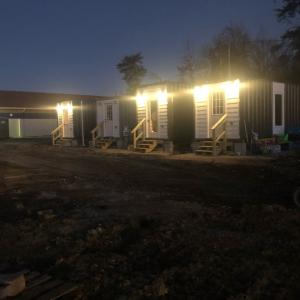 Exterior of ekō Homes at Night
