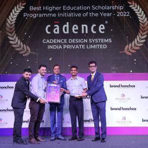 "Best Higher Education Scholarship Programme Initiative of the Year 2022" background with people holding award in front