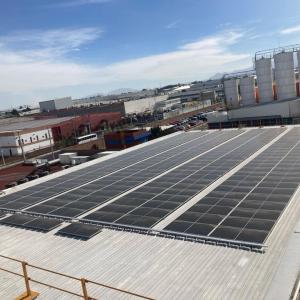 A 550-kW solar PV system installed at a rooftop in Toluca, Mexico.
