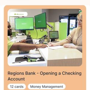A person opening a checking account 