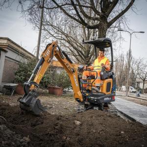 Person using digging equipment