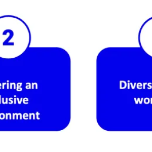 1: Measurement and accountability, 2: Fostering an inclusive environment, 3: Diversifying our workforce, 4: Develpment and retention