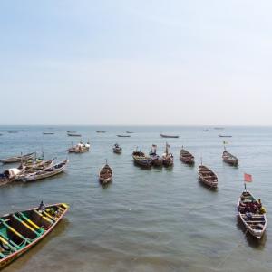 small fishing boats on the ocean