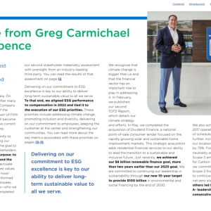"A message from Greg carmichael and tim spence" Their letter written out and a photo of them in the top right corner