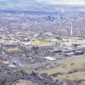 Aerial scene of buildings