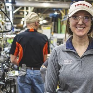 factory worker smiling