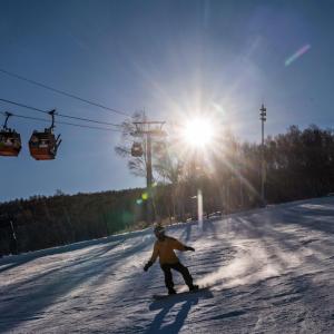 person snow boarding