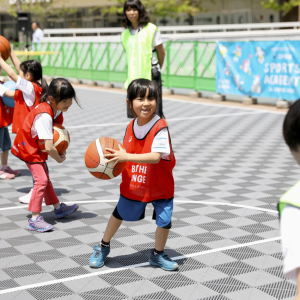 Children playing basketball