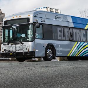 electric bus on a city street