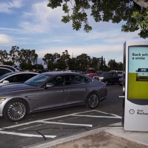 Volta's charging stations outside of Dignity Health Sports Park in Carson, CA.