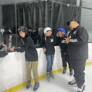 Children from SIPA learned to skate with the LA Kings Ice Crew.