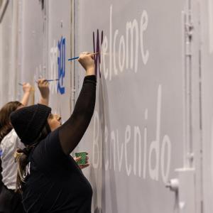 AEG volunteers helped bring holiday cheer at The Emma Lazarus Elementary School in Brooklyn, New York.