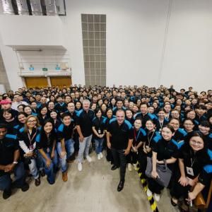 A large group of people posing for the camera