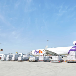 Humanitarian Relief being loaded on to a Fedex plane