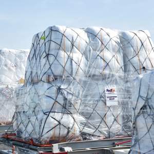 Humanitarian Relief on pallets ready to be loaded