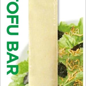 In Japan, local 7-Eleven convenience stores carry individually packaged tofu bars displaying the Sustainable U.S. Soy logo.