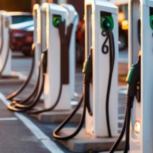 Row of EV chargers