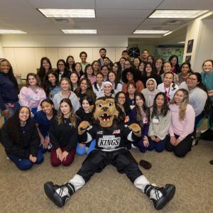 LA Kings staff and mascot Bailey visited nurses at Children’s Hospital Los Angeles.