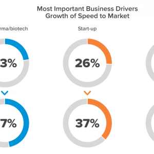 Graphs showing the most important business drivers growth of speed to market